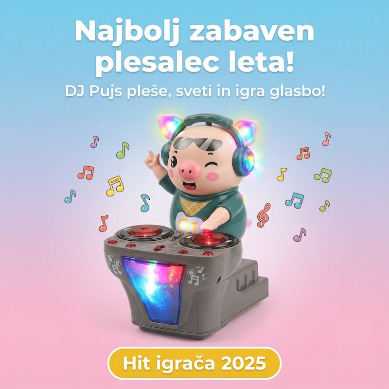 Purceluș DJ dansator cu muzică și lumini LED